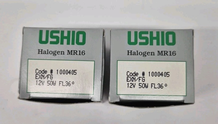 New! Lot Of 2 USHIO Projection Tungsten Halogen MR16 Lamp Bulb 12V 50W FL36