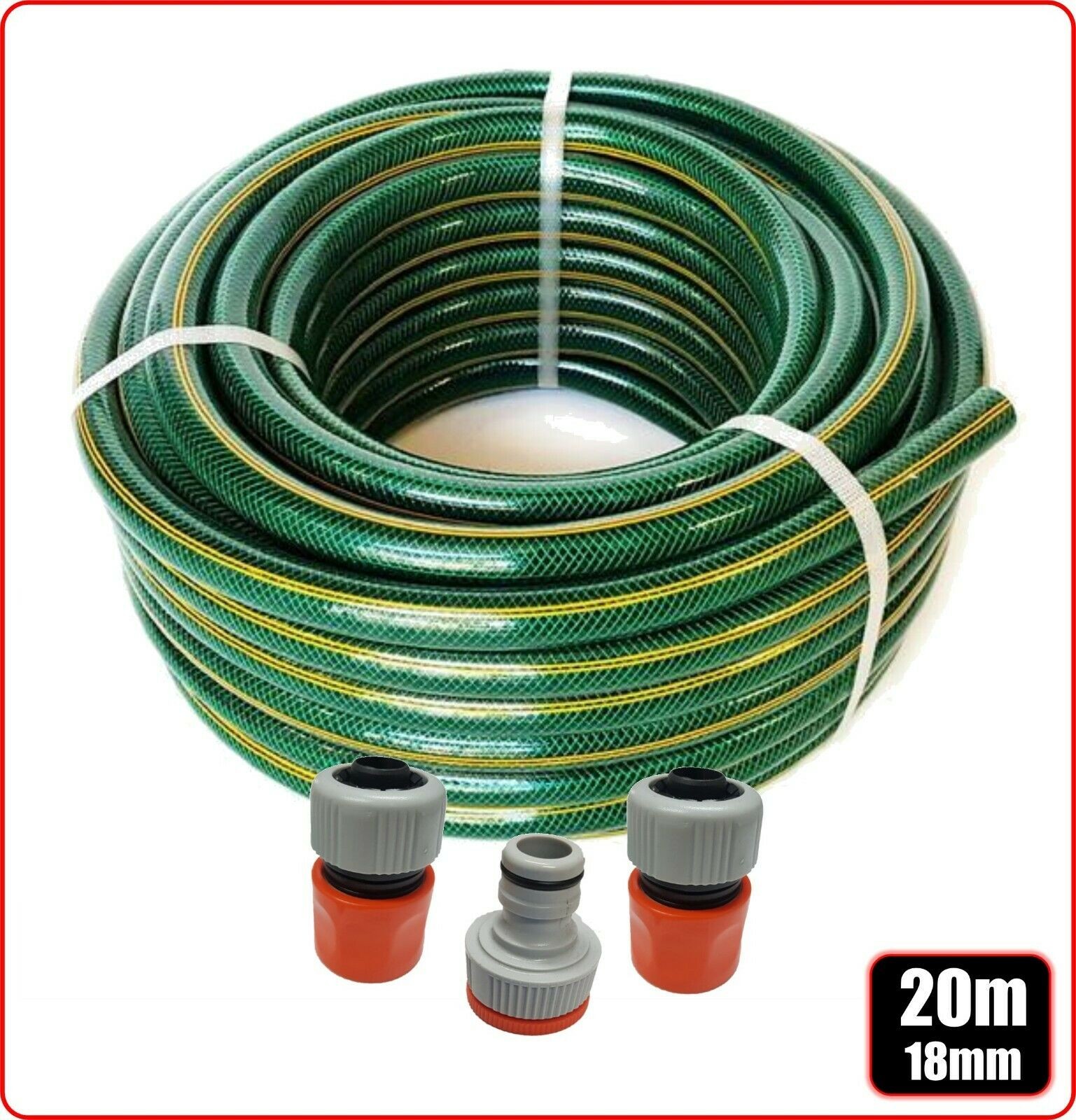 GARDEN WATERING HOSE 18mm 3/4" x 20m FITTED LAWN PIPE GRASS AUSTRALIAN UV Esdan