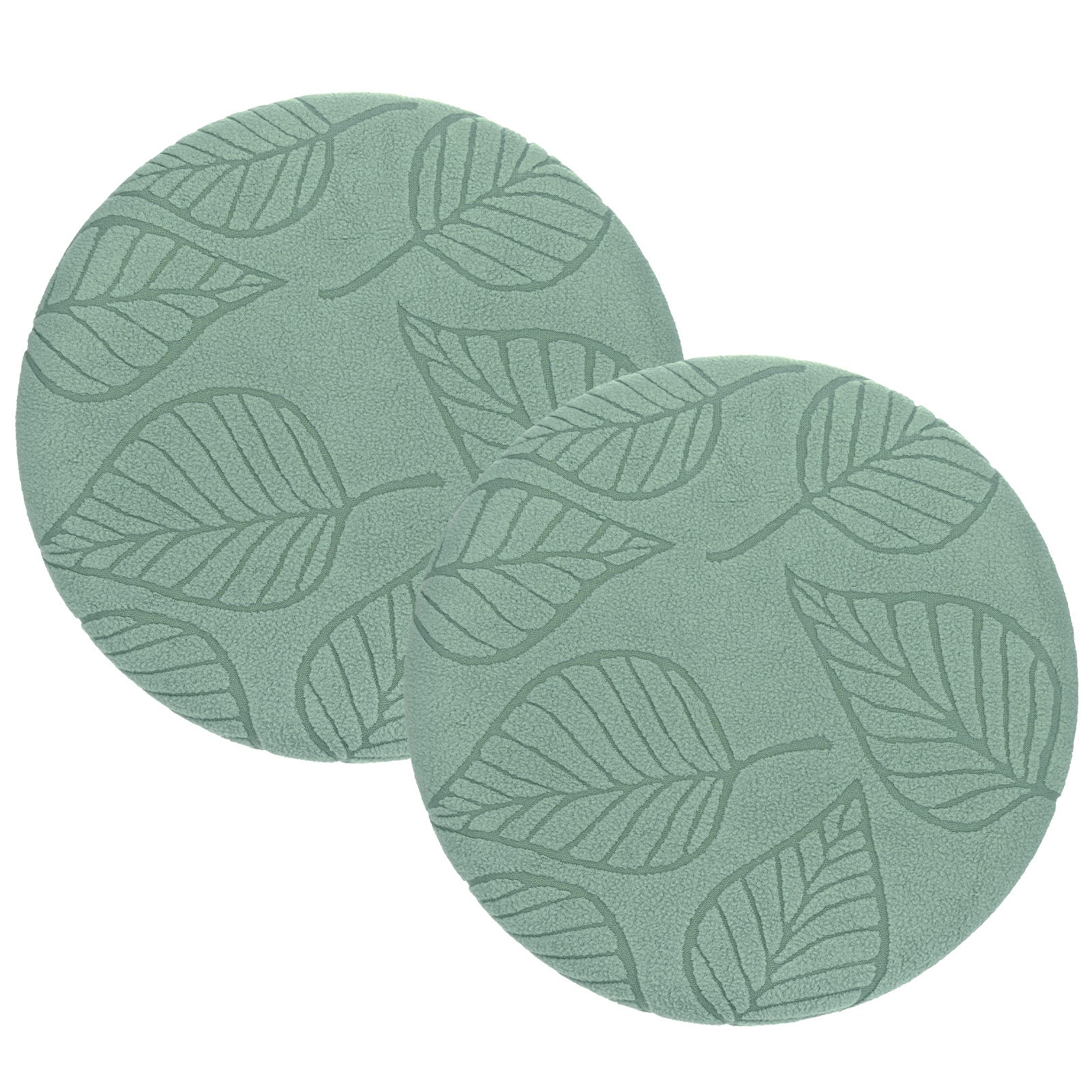 2-Pack Bar Stool Covers Round for 14-16 Inch Leaf Pattern Covers [Bean Green]