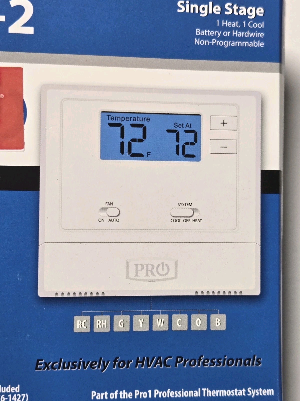 Pro1 Single Stage 1H/1C Heat Cool HVAC Single Stage Thermostat White NIB T601-2