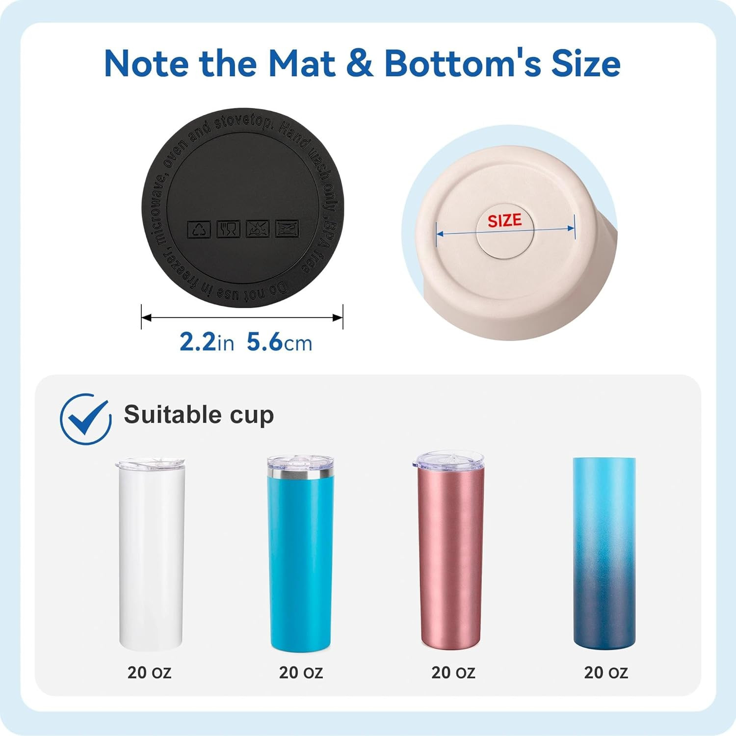 Silicone Bottom for 20 oz Slimline Insulated Mug, Non-Slip Rubber Bottom Prot...