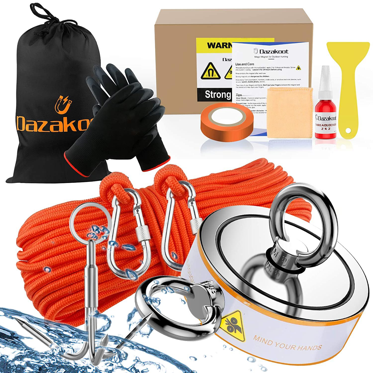 2600LBS Double Side Magnet Fishing Kit with Case,  Magnet for Fishing & Treasure