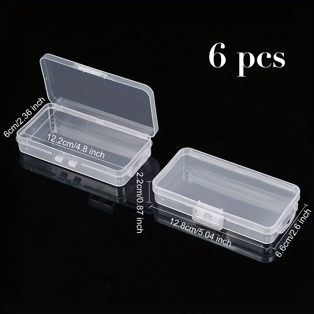 6pcs Clear Plastic Beads Storage Containers boxes with Lids 12.8x6.6x2.2cm Small