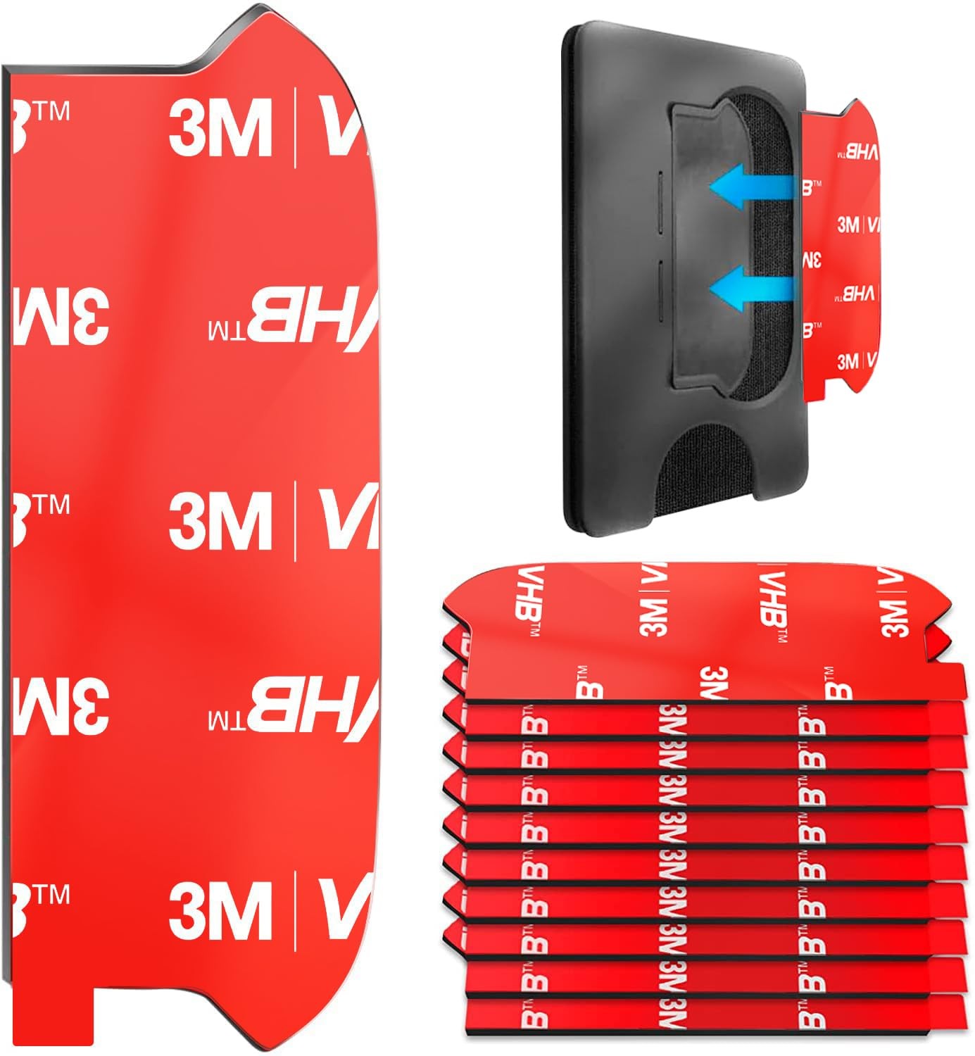 volport 10pcs Sticky Adhesive Replacement for Standard Phone Wallet Size, Red