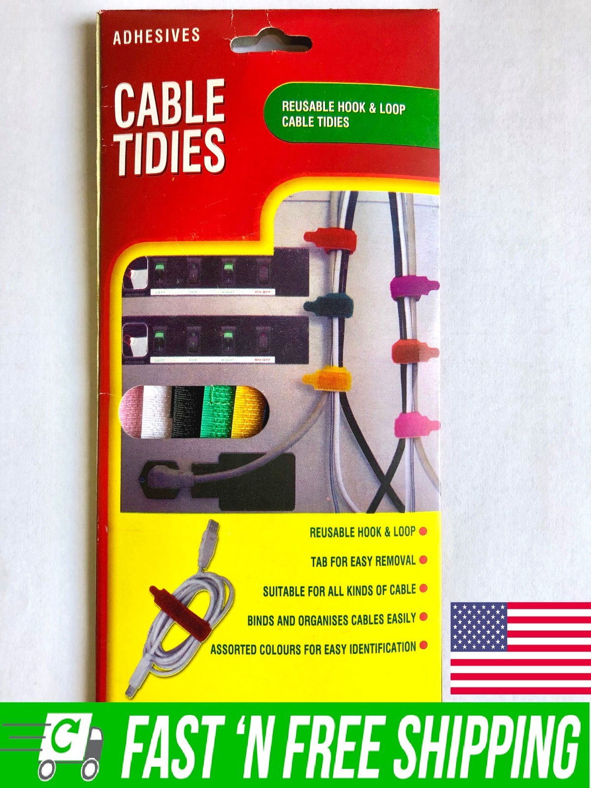8/16/32/64 PCS CABLE COMPUTER WIRE TIES TIDIES WRAP REUSABLE HOOK LOOP ADHESIVES