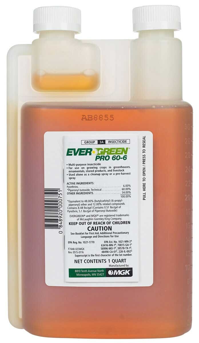 EvergreenPro 60-6 Fly Insecticide Concentrate Quart horn face stable horse deer