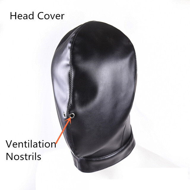 BDSM Bondage PU Leather Sensory Deprivation Head Hood Mask for Couples Headgear