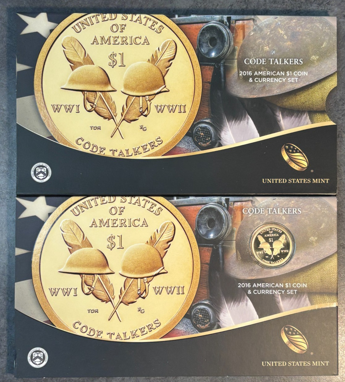 2016 United States Mint Code Talkers American $1 Coin and Currency Set