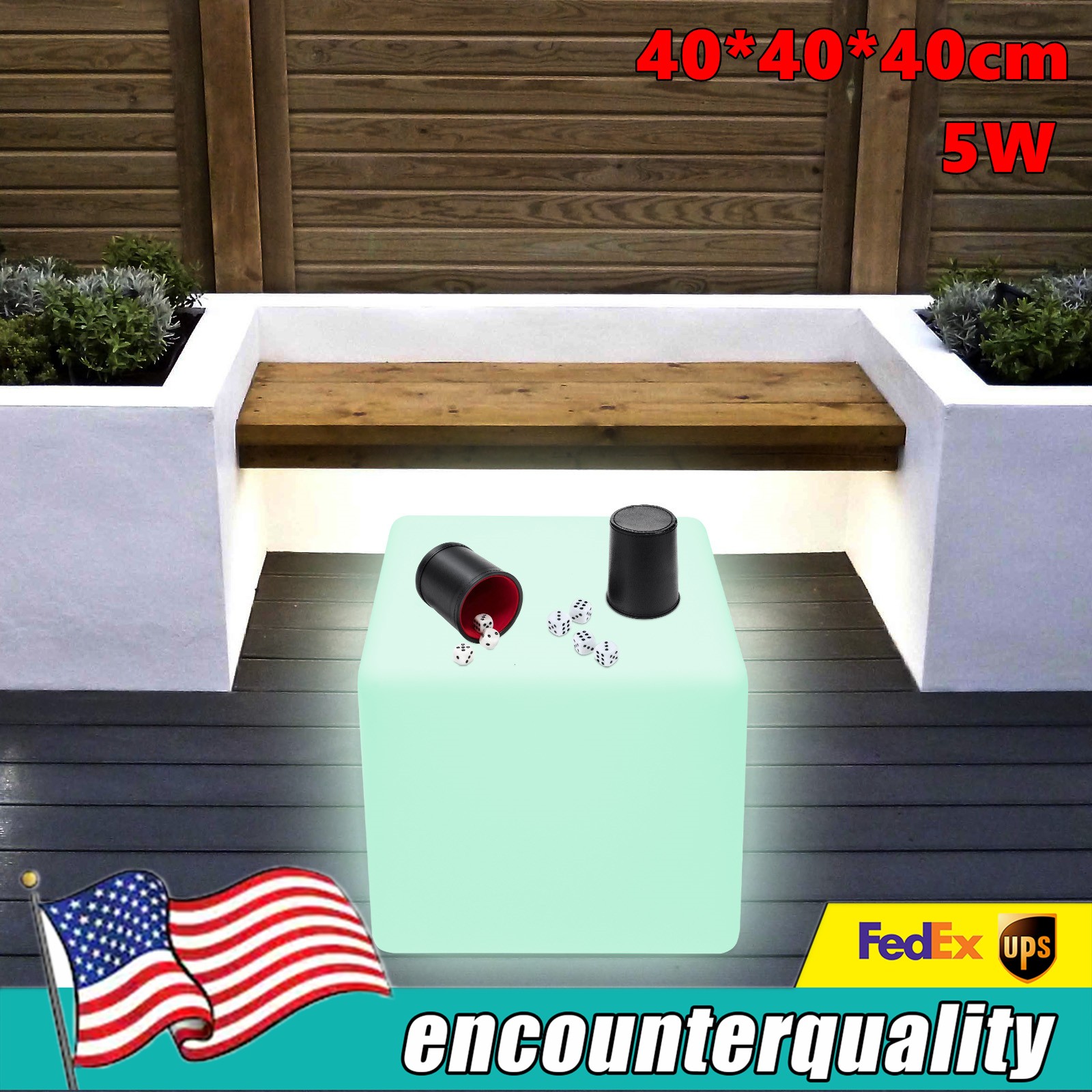 16" Cube LED Color Light Stool Outdoor Indoor PatioParty Yard Table Chair Seat