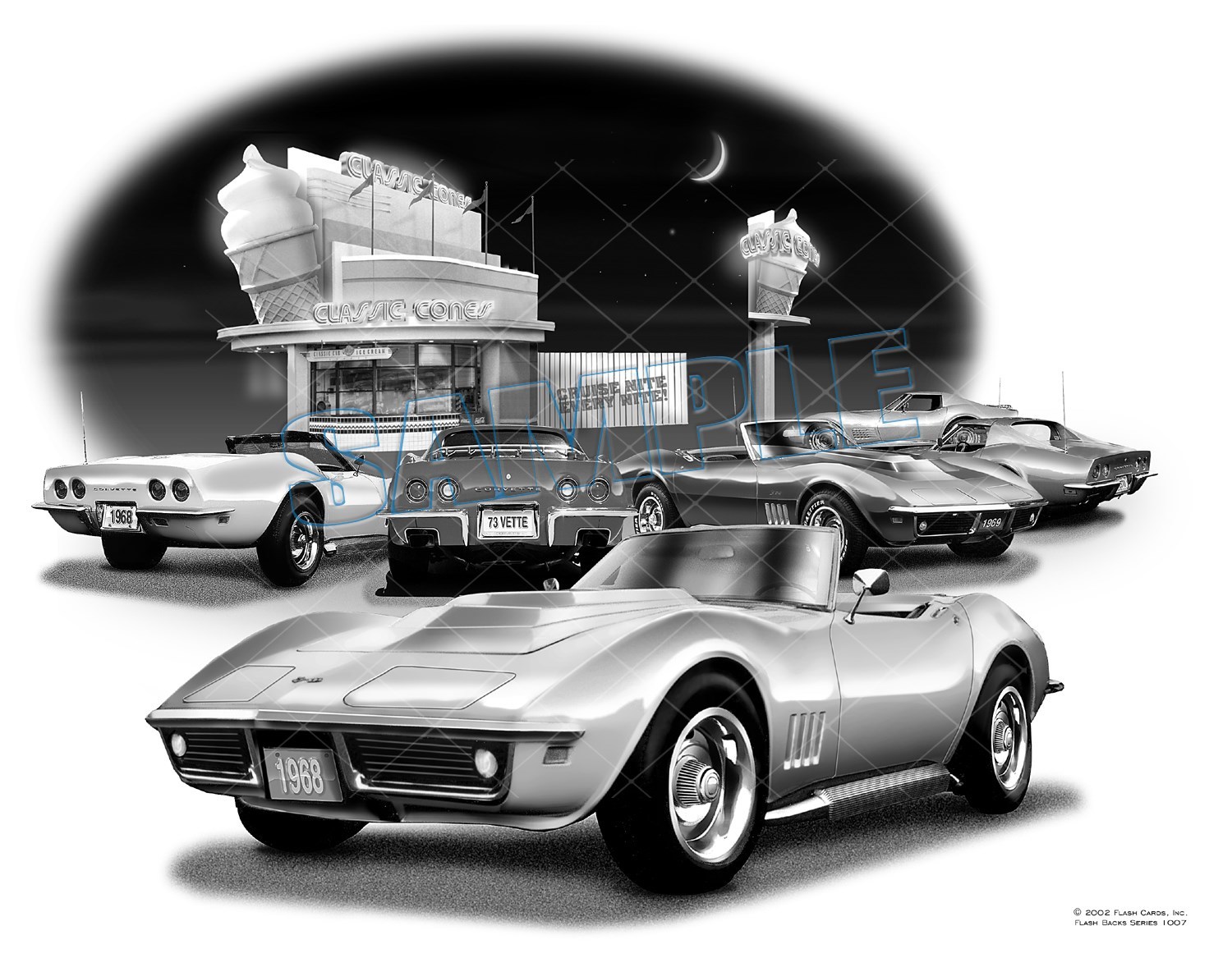 CORVETTE 68,69,70,71 CAR ART AUTO PRINT #1007   **FREE USA SHIPPING**