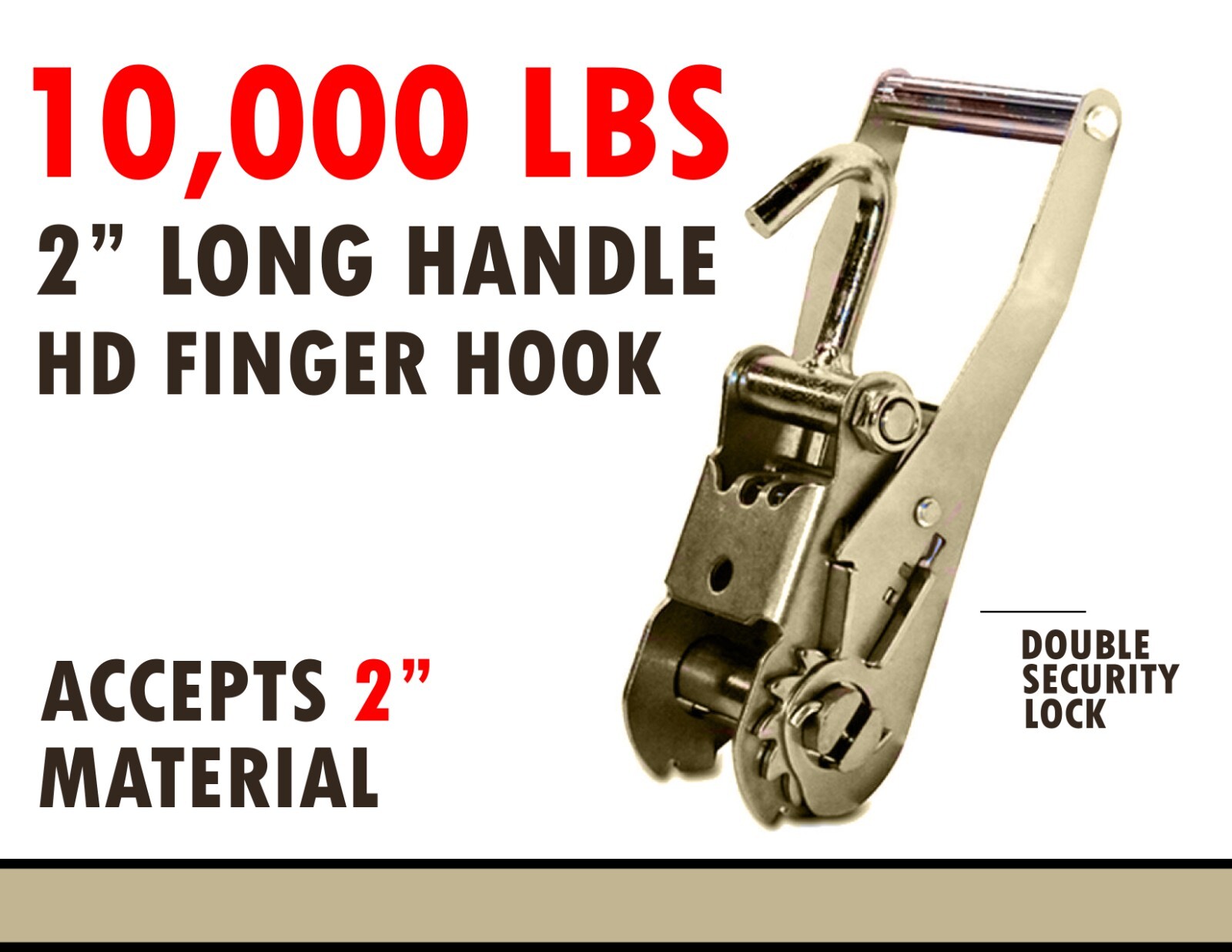 2" Tie Down Finger Hook Ratchet for Flatbed Towing