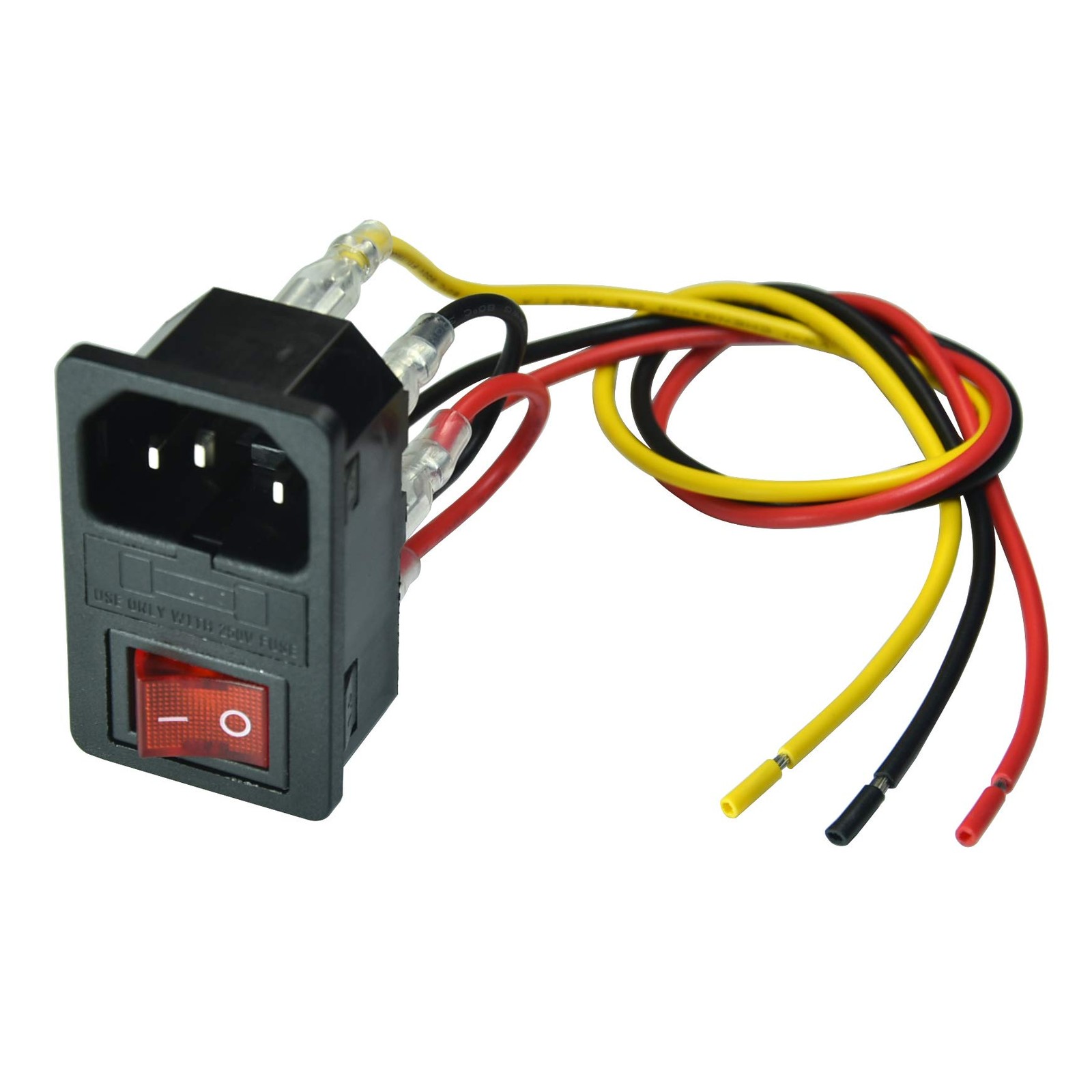 10A 125V Rocker Switch Power Socket Inlet Module Plug, 2 Pack