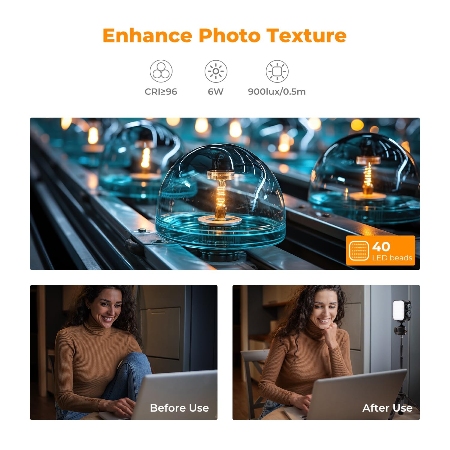 Bi-Color LED Video Light 2000mAh Rechargeable Portable Camera Photography Light