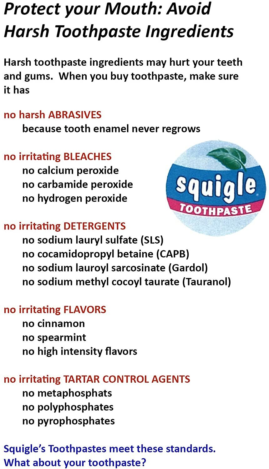 Squigle Enamel Saver Toothpaste Helps Prevent Canker Sores - 4 Pack