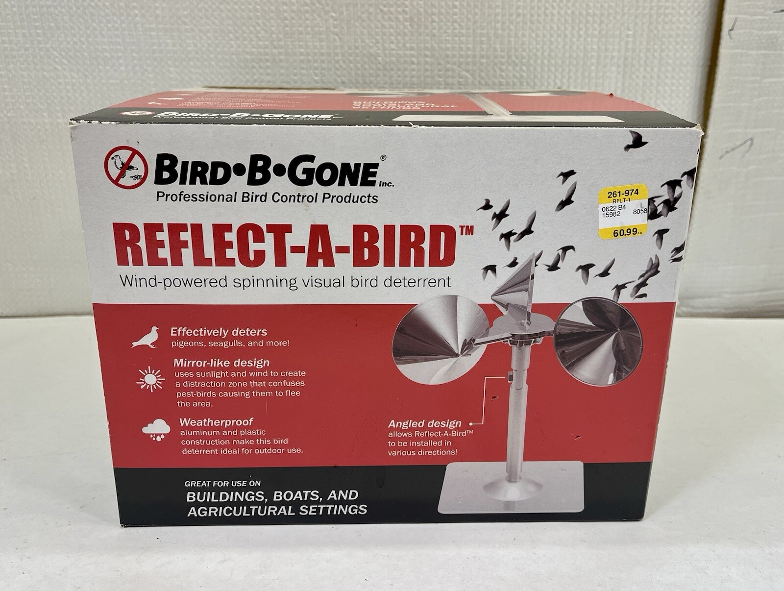 BIRD-B-GONE REFLECT-A-BIRD Wind Powered Spinning Visual Bird Deterrent New