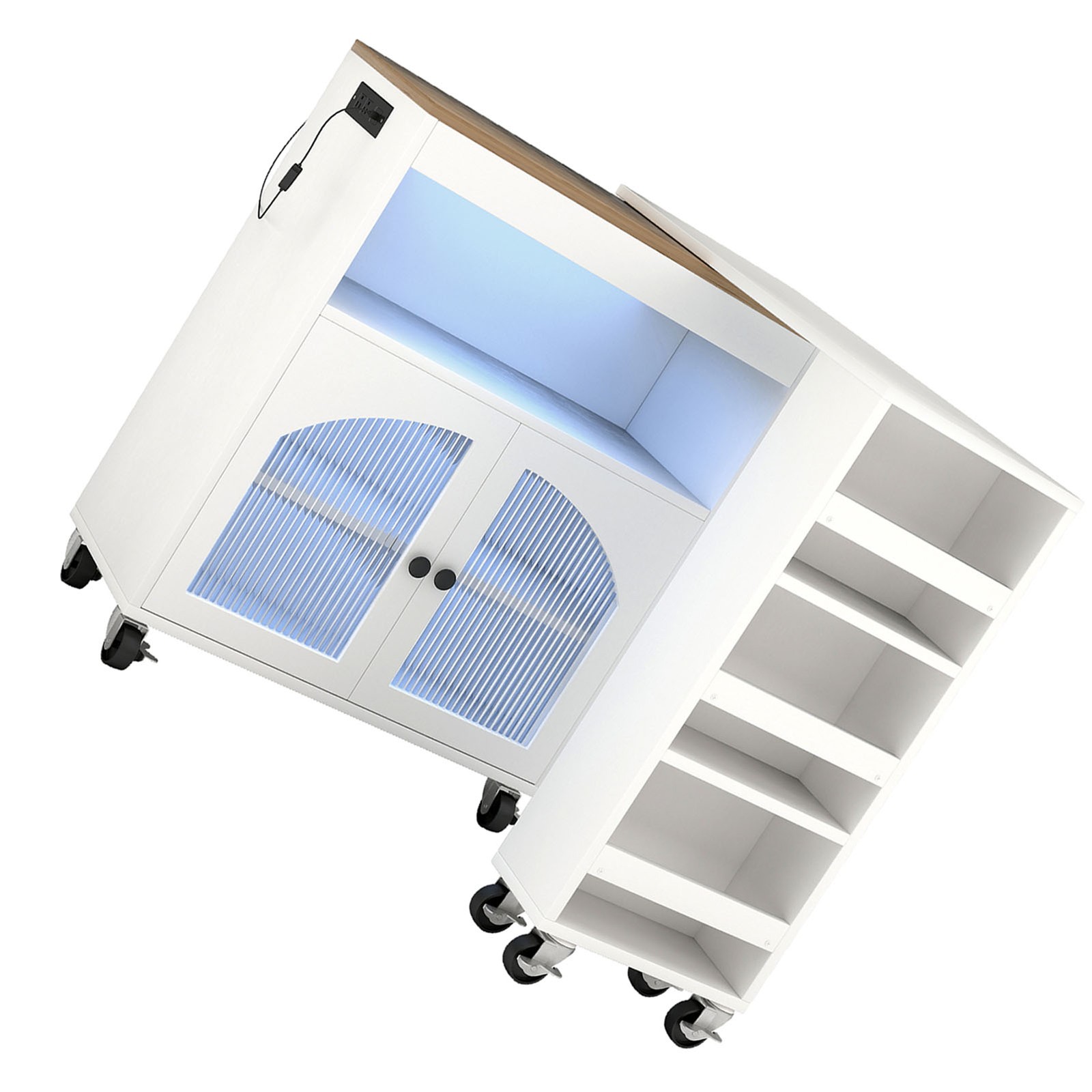 Kitchen Island On Wheels With Extended Table MDF Rolling Kitchen Storage Cabinet