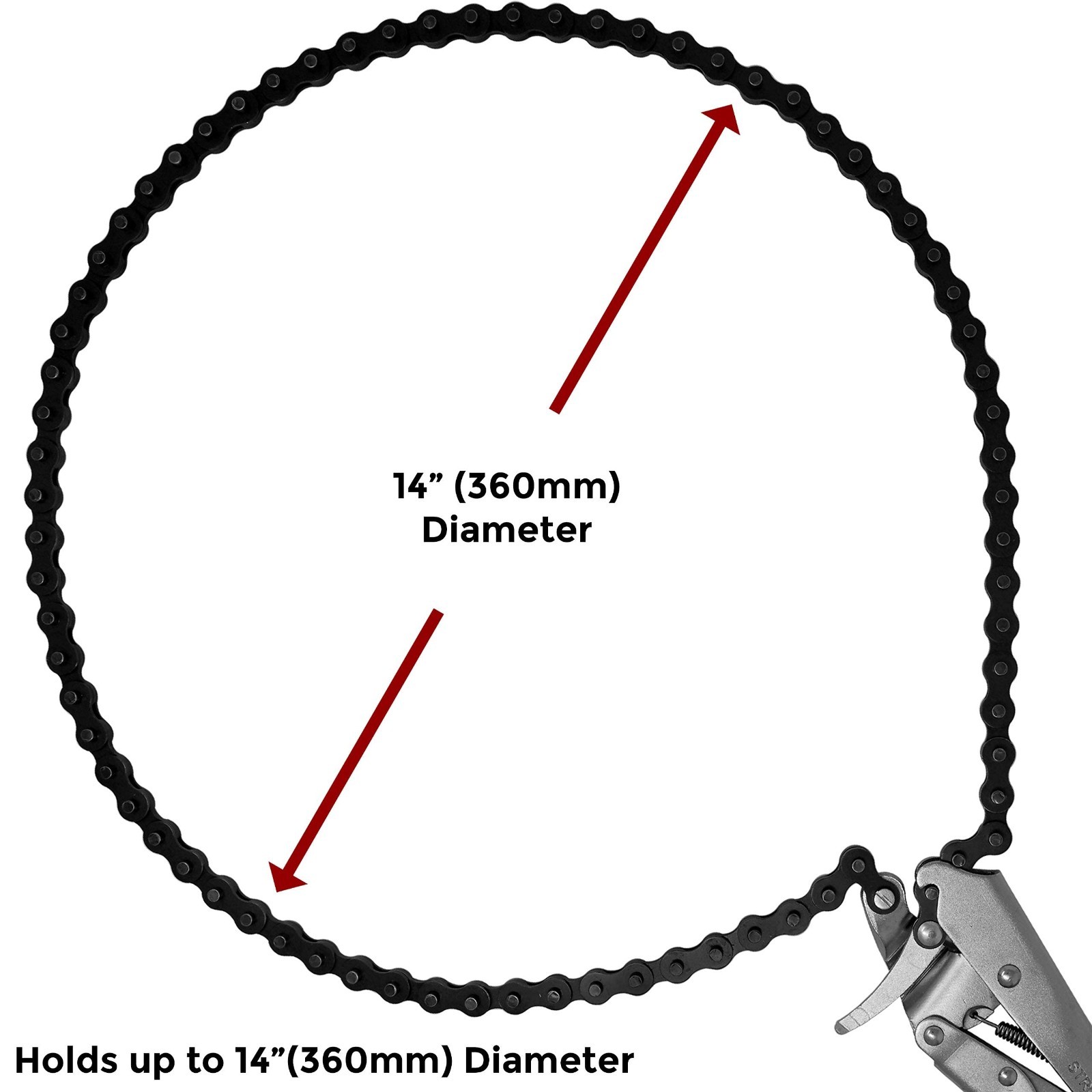 Locking Chain Pliers with 48" Removable Chain, Easy Open Crank Handle, Quick Rel