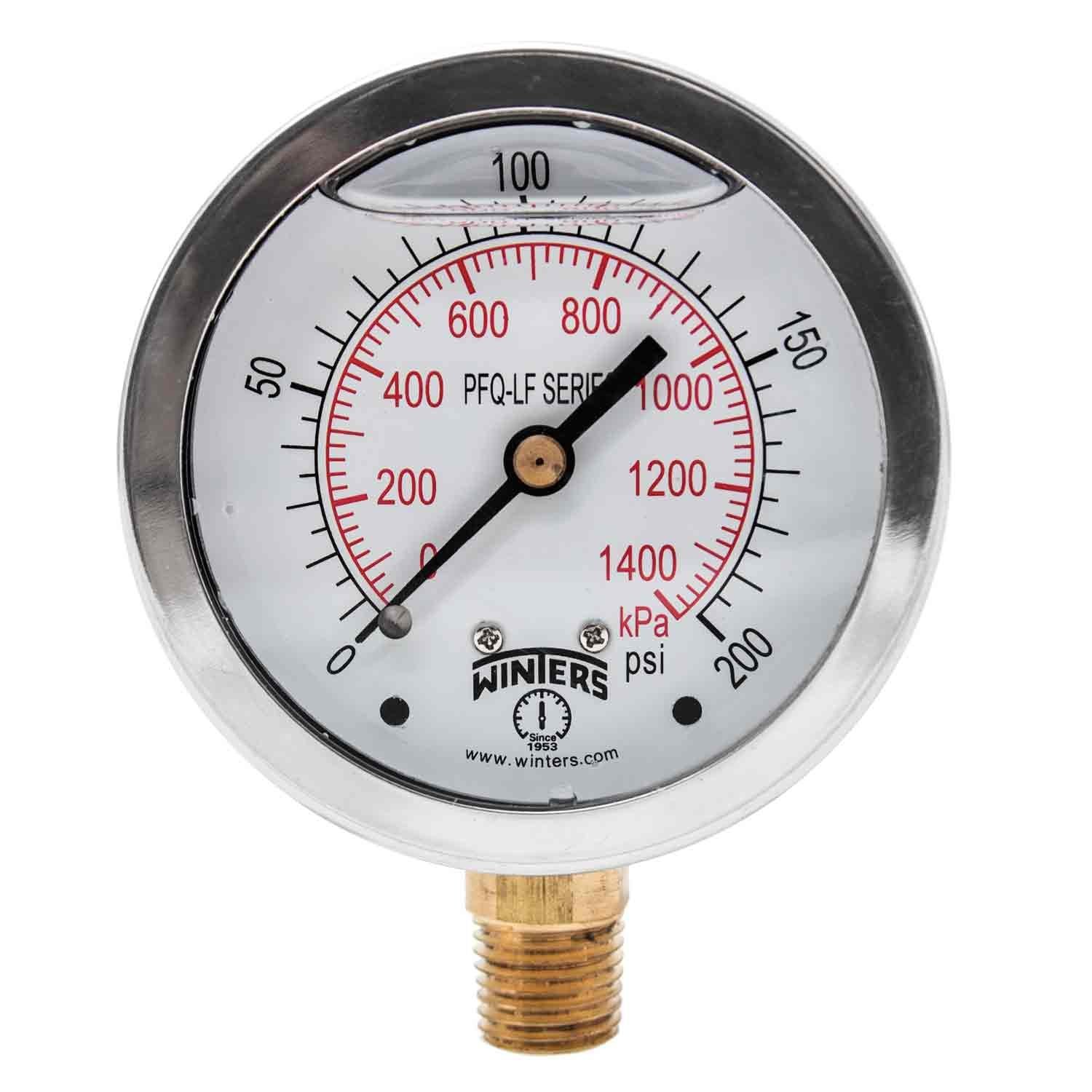 PFQ806LF, PFQ-LF Series Pressure Gauge, 2.5" Dial Display, +/-1.5% Accuracy, ...