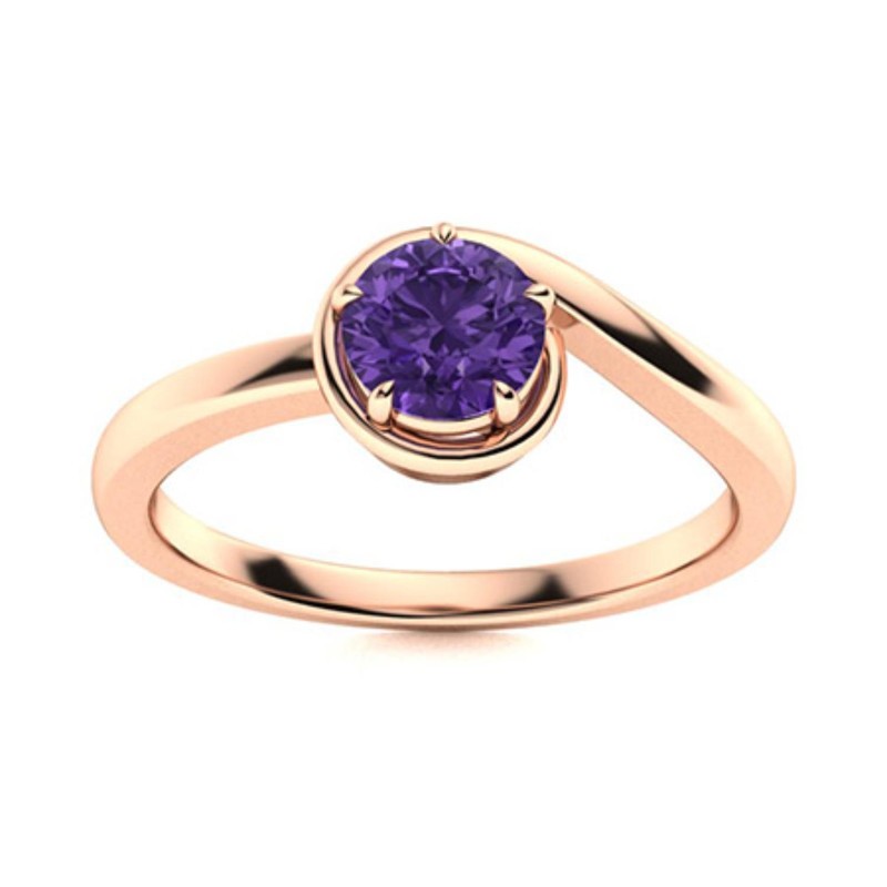 Sterling Silver February Birth Amethyst Gemstone Solitaire New Ring Jewelry