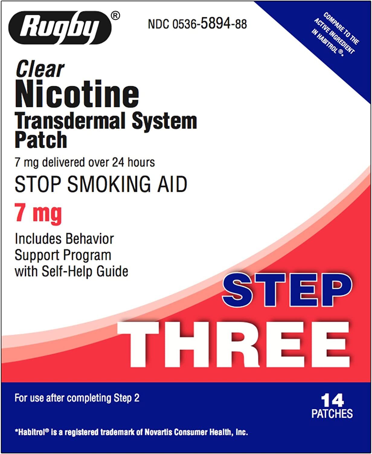 Rugby Clear Nicotine Transdermal System Patch 7 mg. (3 Boxes of 14 Patches)