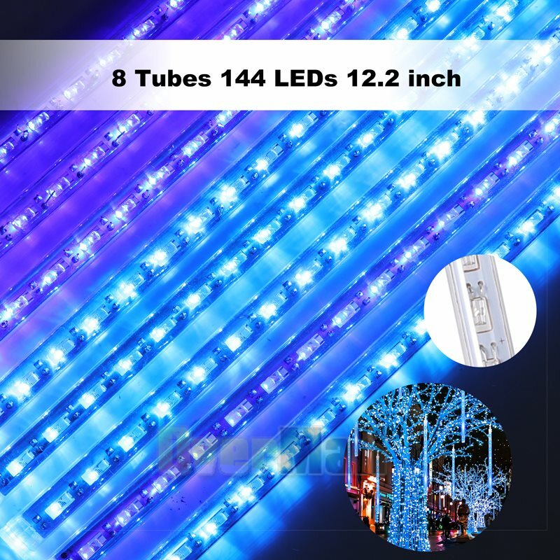 Solar LED Meteor Shower Lights Fairy String Light Falling Rain Tree Xmas Decor