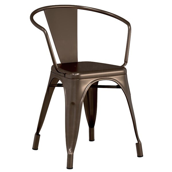 Cafe Style Stackable Copper Metal Restaurant Dining Armchair For Outdoor Use