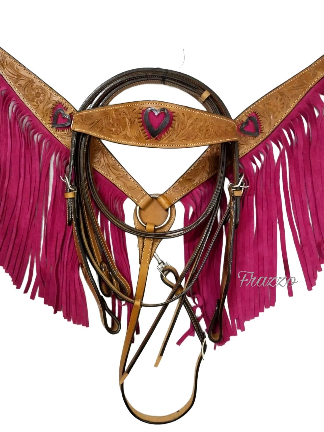 Western Horse Leather Breastplate and Headstall, Pink Shade, Horse Stuffs