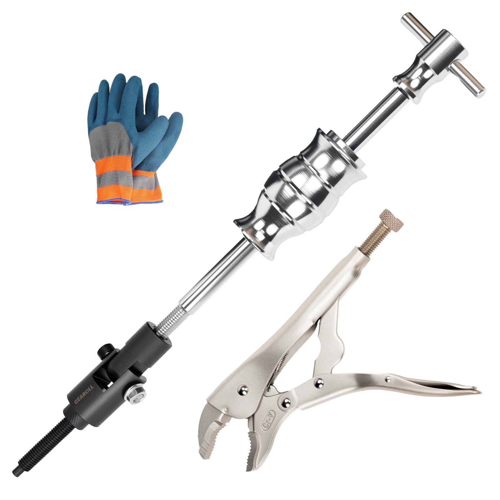 GEAROLL Locking Pliers Slide Hammer Puller Set, 9.8 in Silver