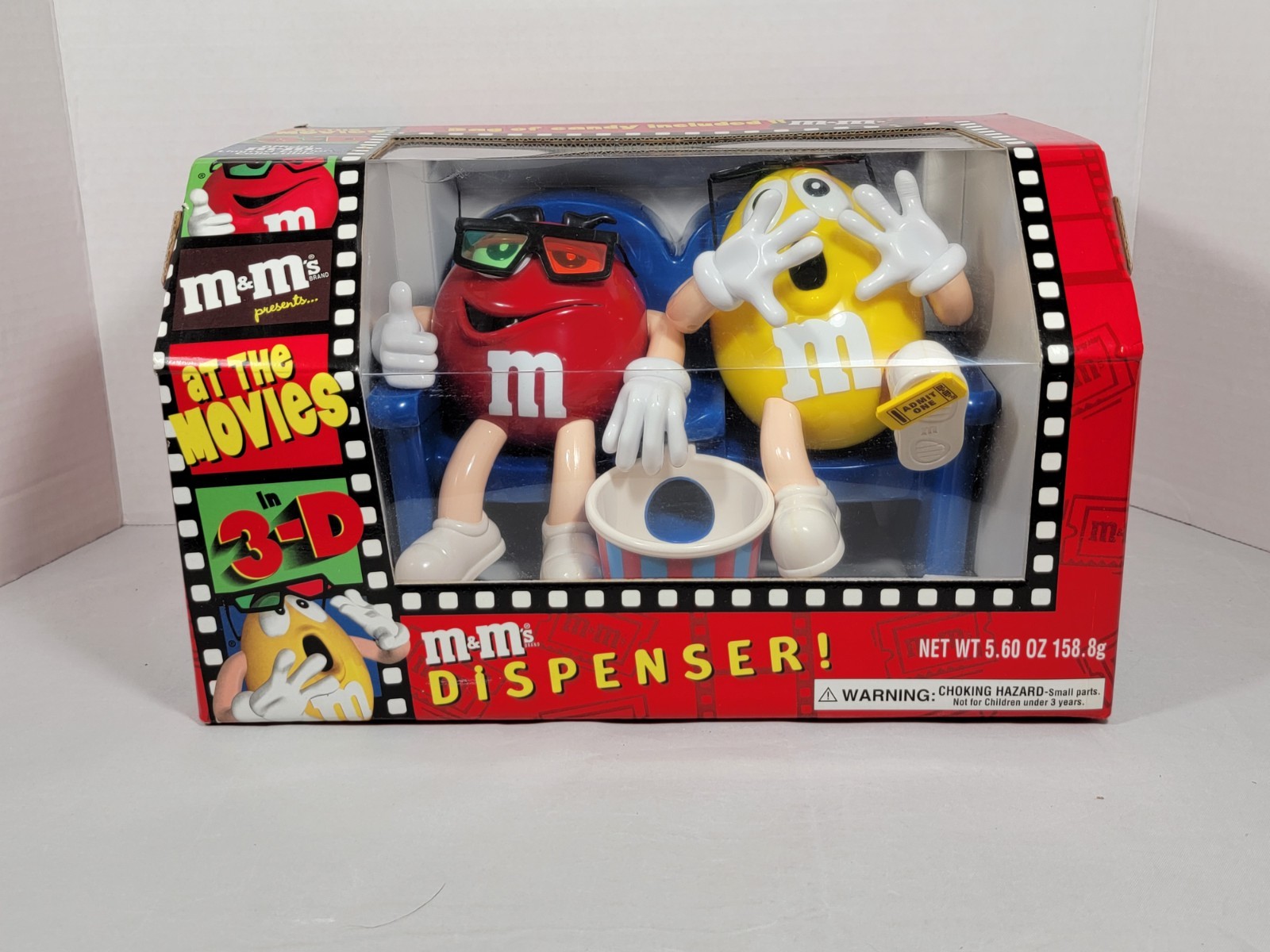 M&M’s At The Movies In 3-D Limited Edition Candy Dispenser Red and Yellow
