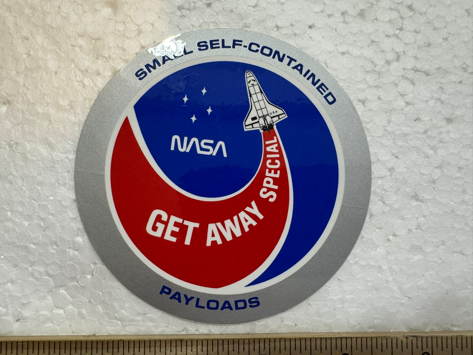 Vintage NASA Space Shuttle Sticker- Small Self-contained Payloads - Get Away