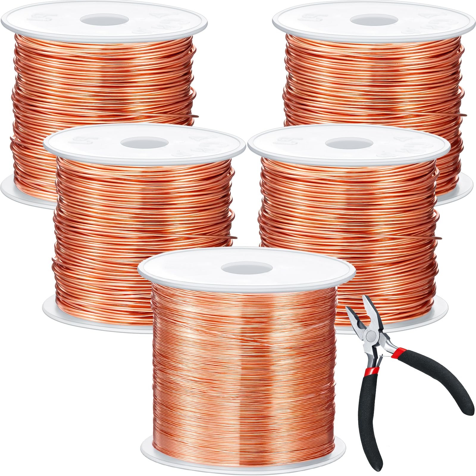 5 Rolls 5 Size Jewelry Wire 18, 20, 22, 24, 26 Gauge Copper Wire Kit Jewelry ...