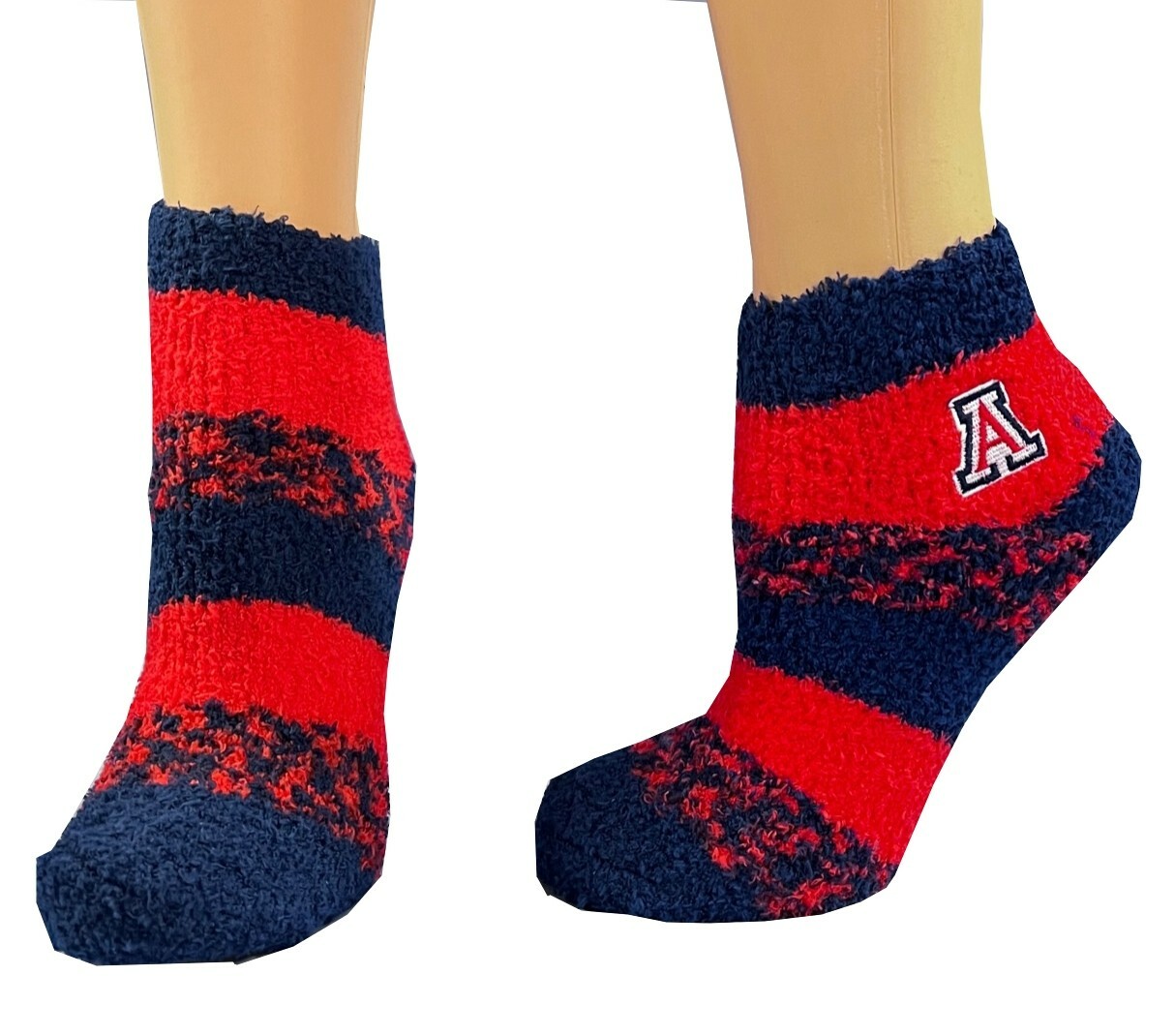 ARIZONA WILDCATS NCAA MEN'S & LADIES STRIPED FUZZY SLIPPER HOUSE SOCKS FREE SHIP