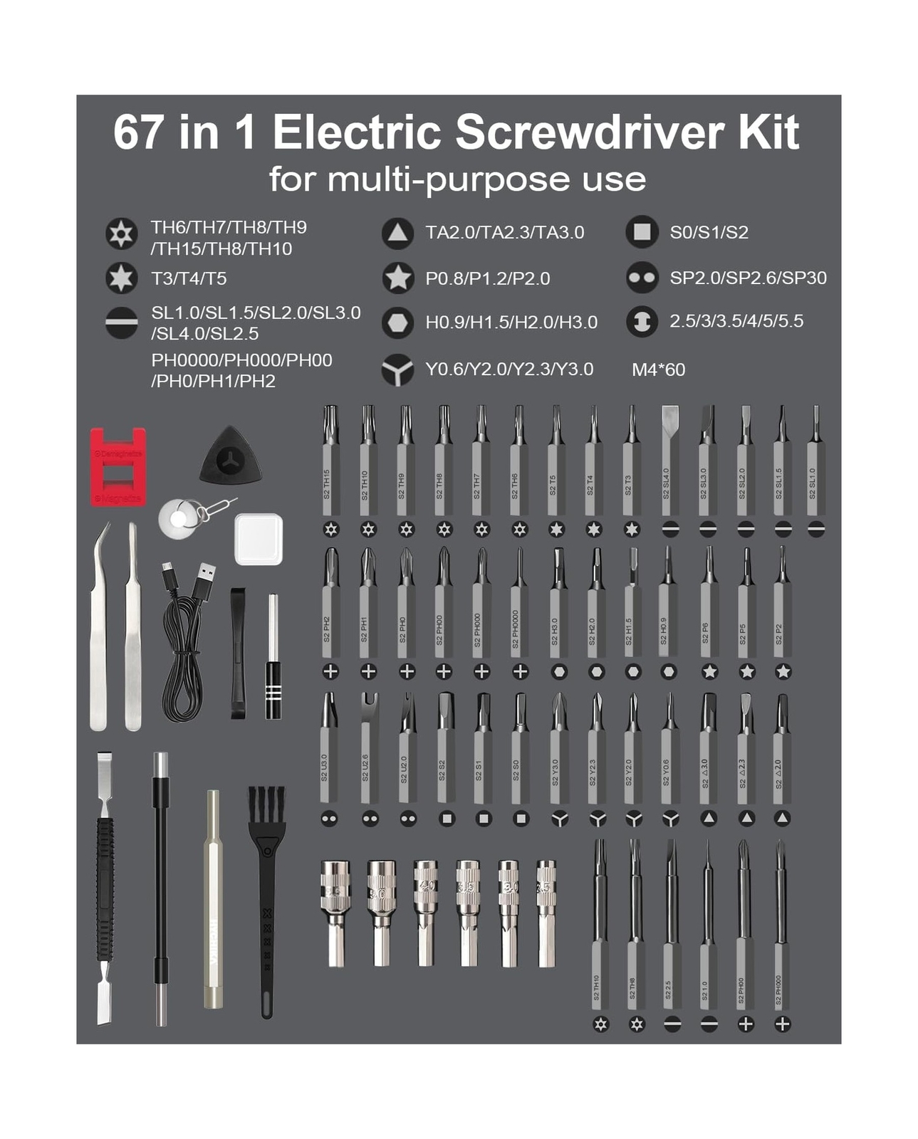 HYCHIKA Precision Screwdriver Set, Mini Electric Screwdriver 67-in-... Fast Ship