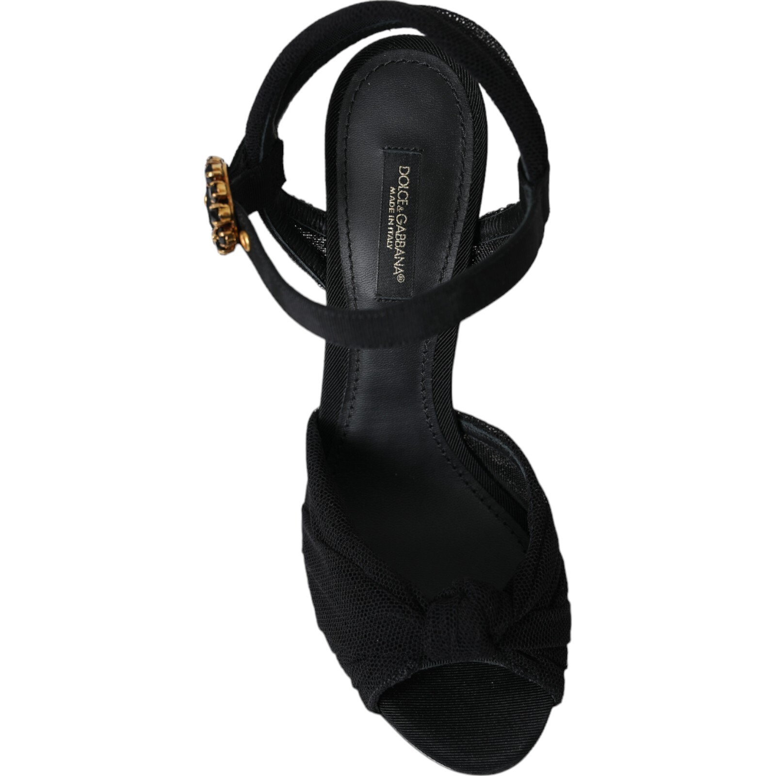 DOLCE & GABBANA Shoes Black Suede Embellished Heels Sandals EU36.5 / US6 1190usd