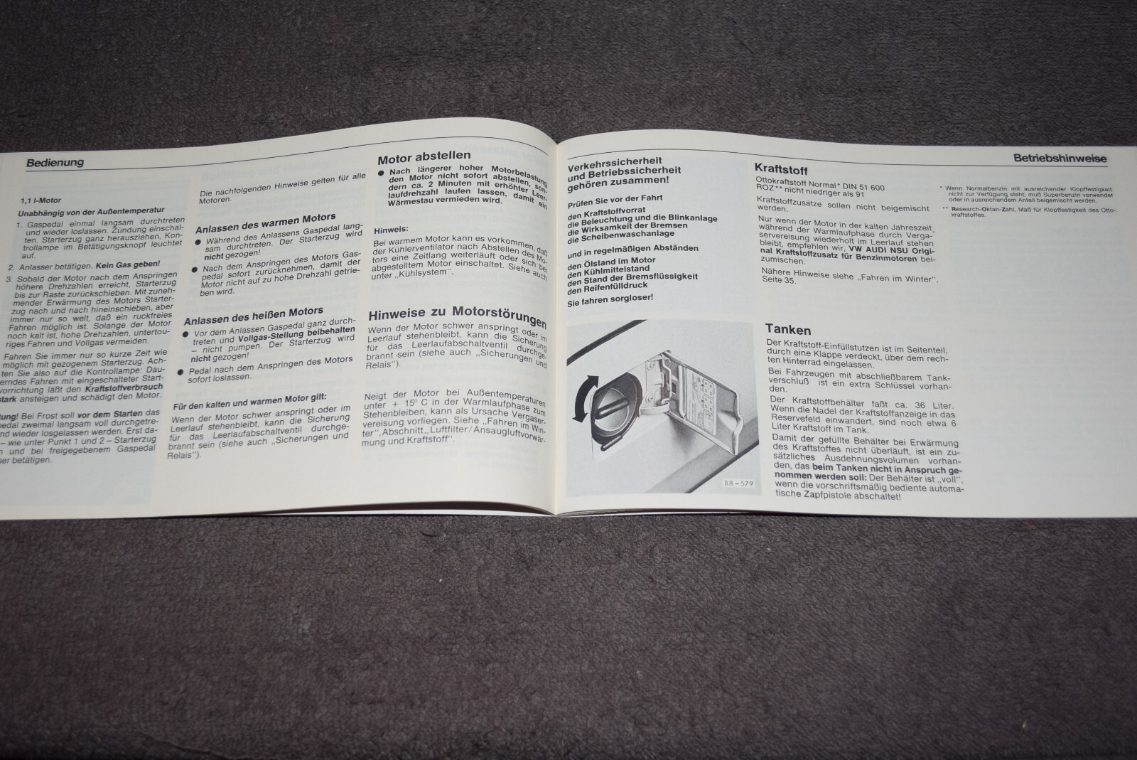 Operating Instructions Manual VW Derby I Type 86 Mint/Unused