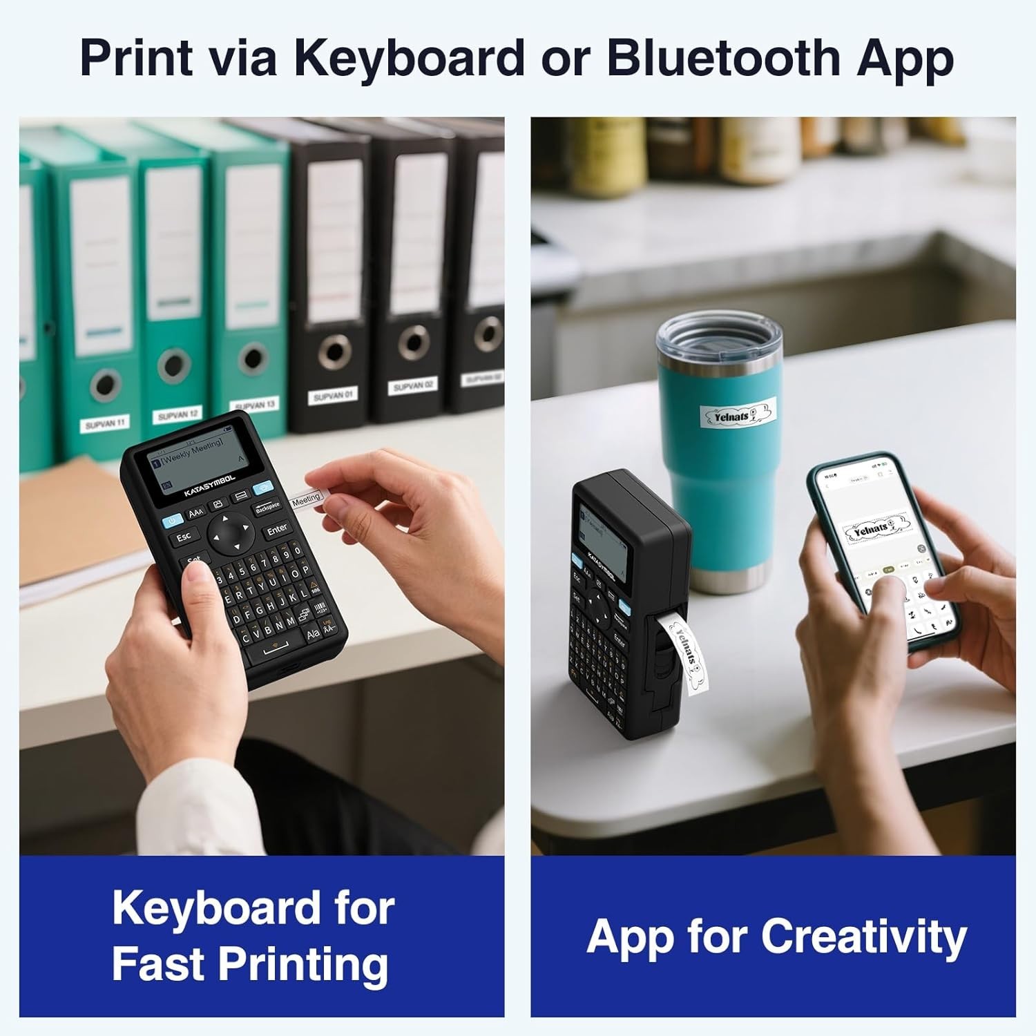 E11 Bluetooth Label Maker Machine with 4 Tapes, Support Keyboard & App with 4...