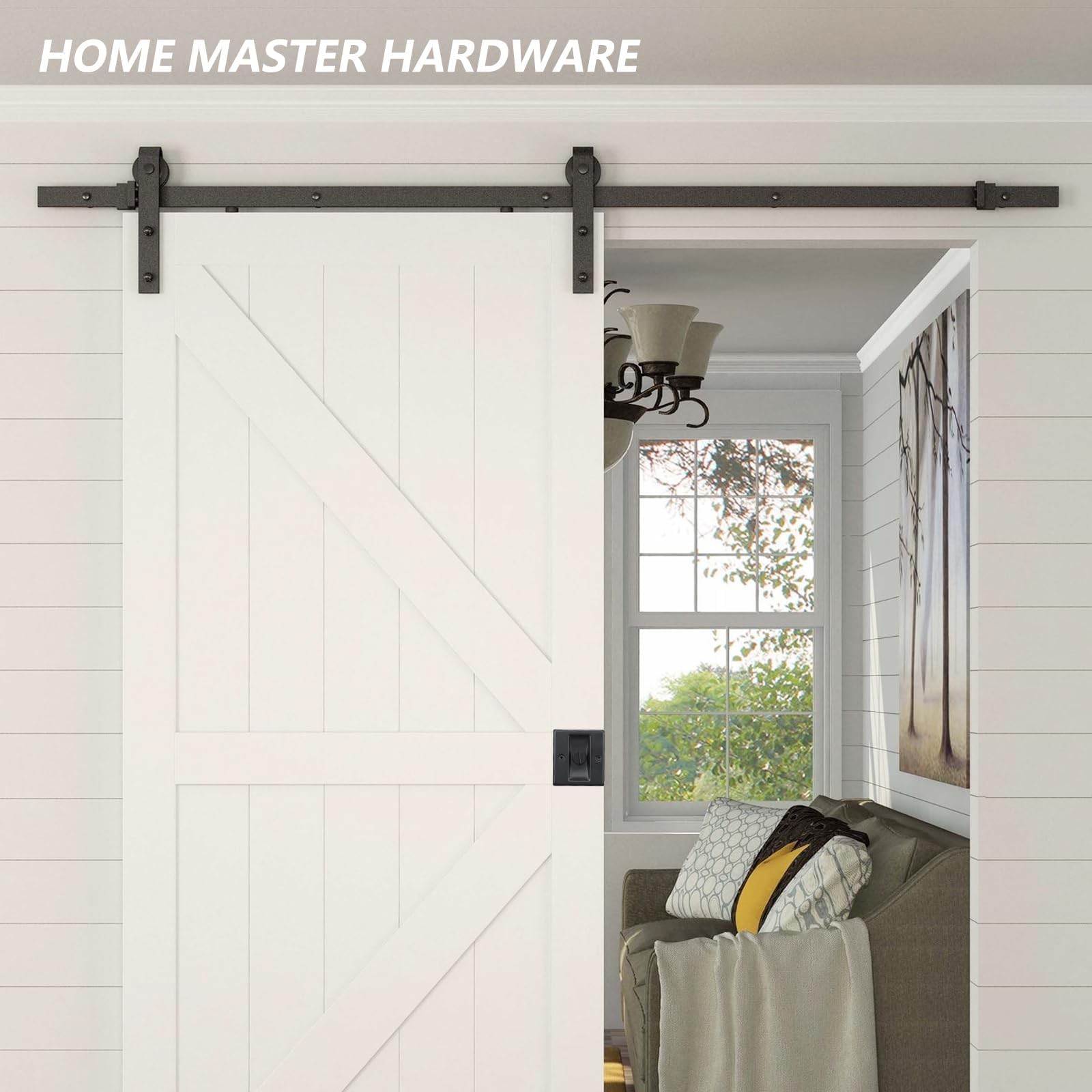 HOME MASTER HARDWARE Privacy Pocket Door Lock Pull 2-3/4”x2-1/2”, Black-1PACK