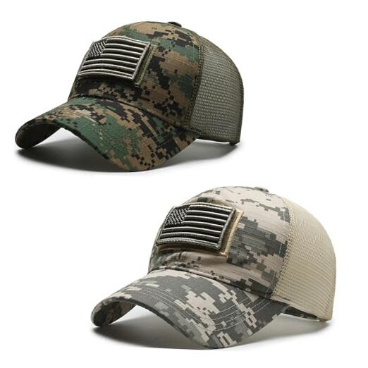 American Flag Trucker Hats, 2 Pieces USA hat for Men and Women - One Size Grey