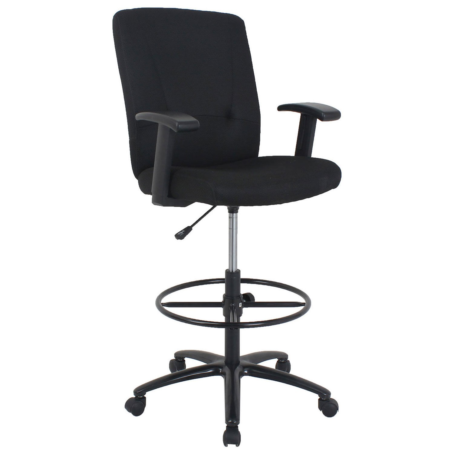 Mid Back Big and Tall Stool - Fabric Mesh - Black