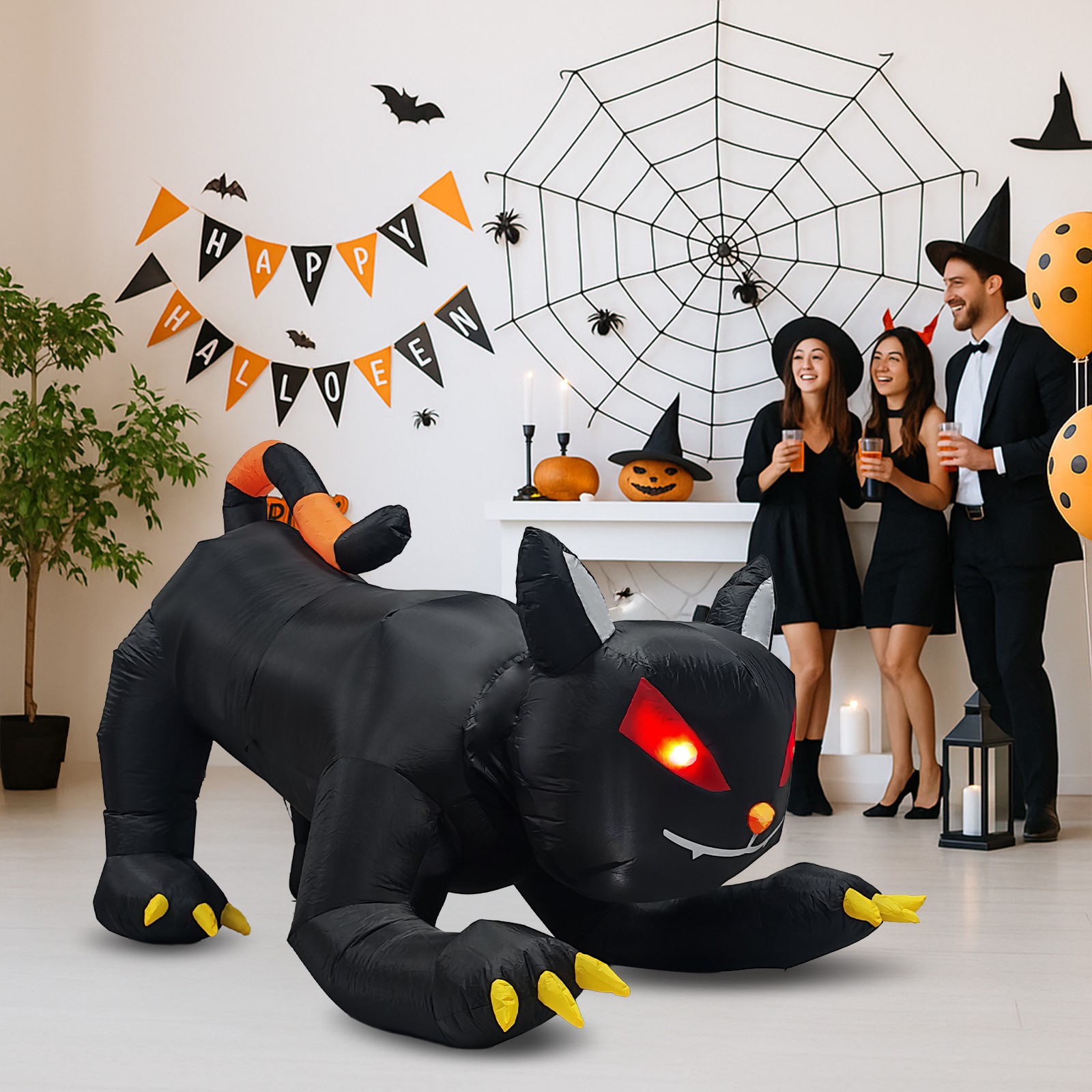 Halloween Black Cat with Shakable Head Inflatable 6.5FT for In/Outdoor Decor