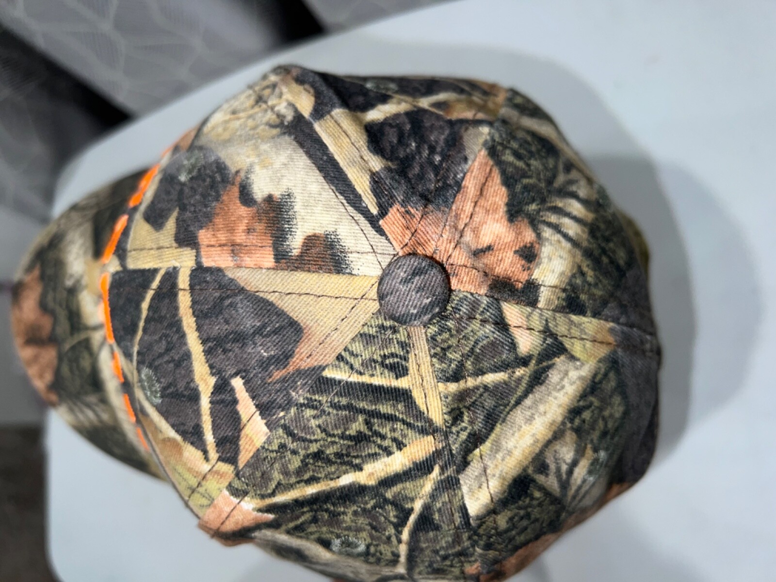 Camouflage Hat Cap With Fluorescent Orange embroidered Destin Florida Hook Loop