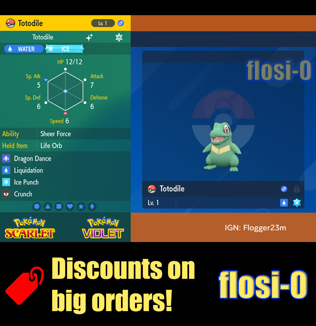 6IV Shiny Totodile Pokemon Scarlet and Violet