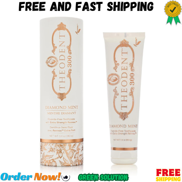 Theodent 300 Fluoride-Free Toothpaste 3.4oz Whitening Crystal Mint
