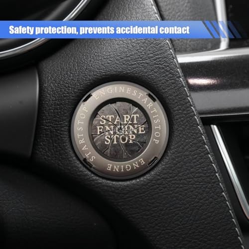Rotary Push Start Button Cover, Stylish Metal Car Engine Start Stop Titanium