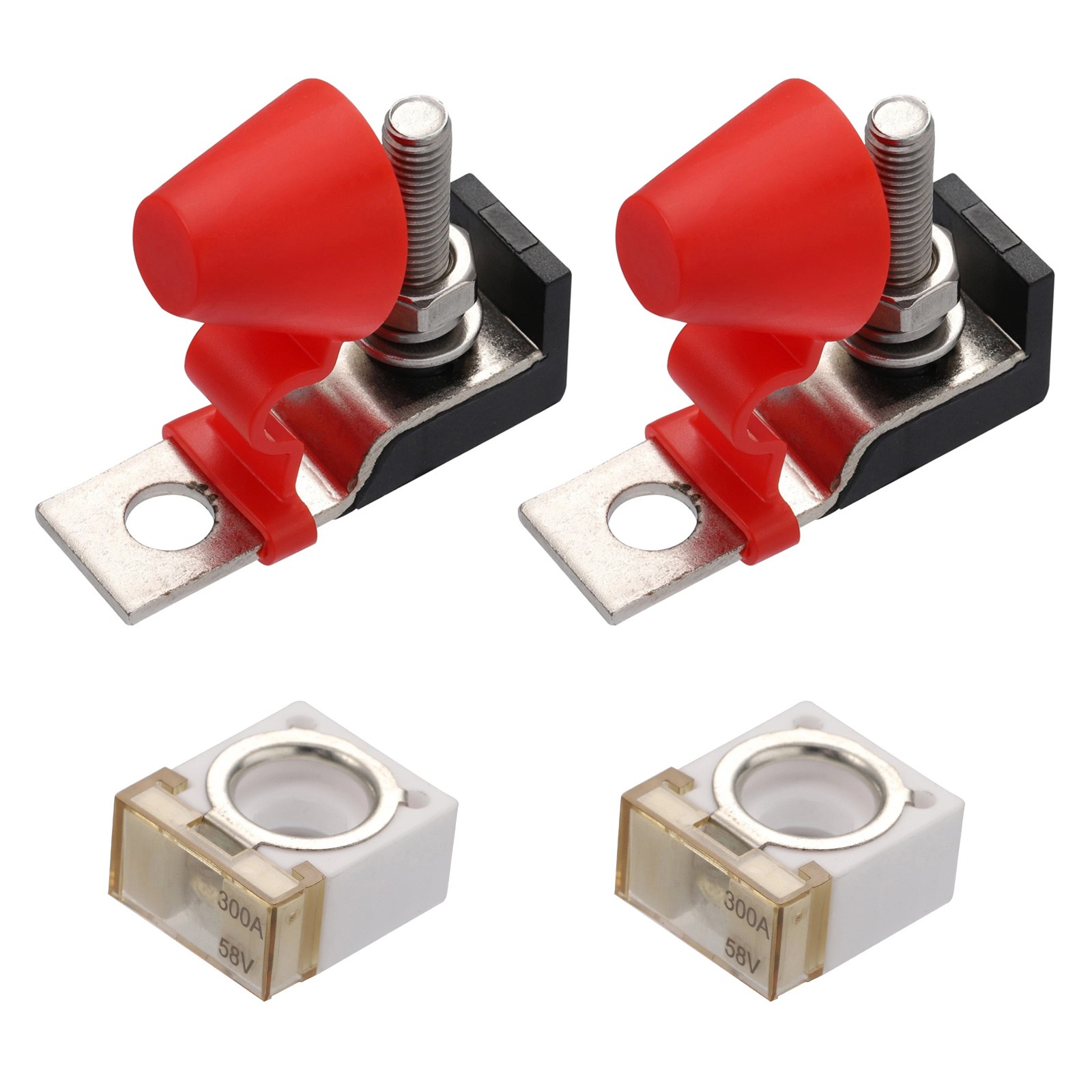 2Pcs 300A Terminal Fuse Block Kit with M8 Battery Connection Studs Hardware
