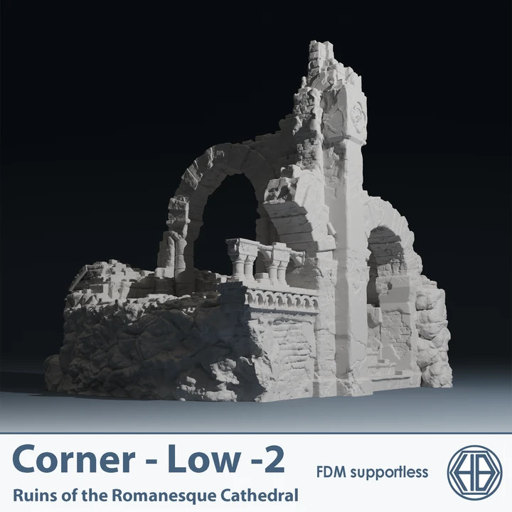 Romanesque Temple Corner 4 low 2 | Wargame Terrain | 1 Piece | FDM printed