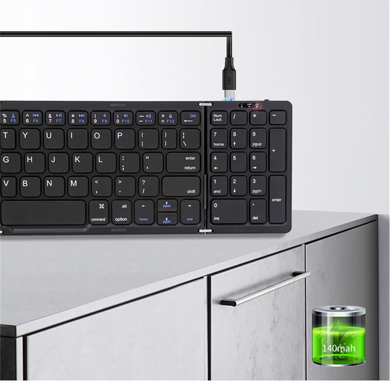 Portable Foldable Rechargeable Travel Bluetooth Keyboard and Mouse Black
