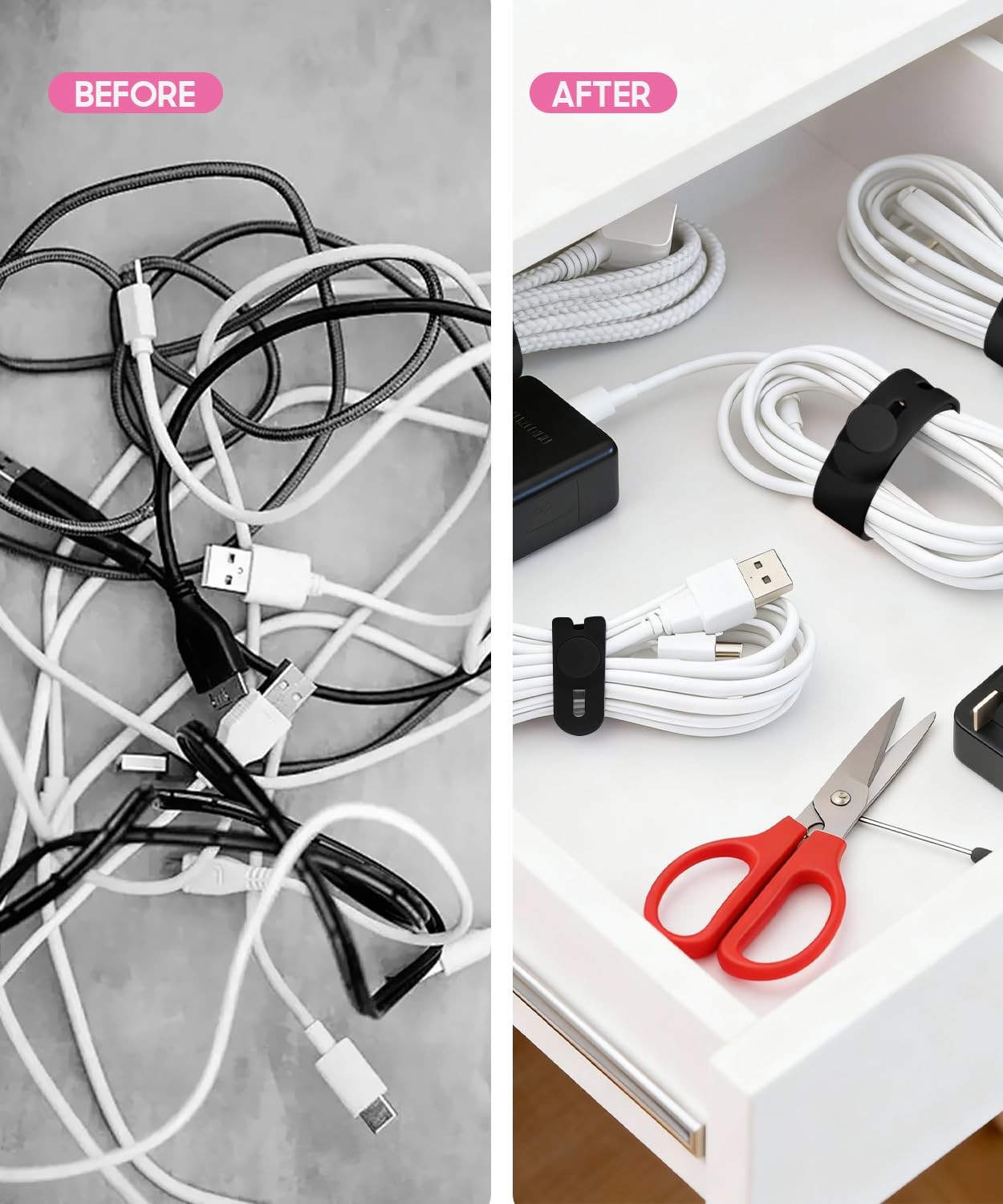 25Pack Silicone Cable Ties,Reusable Cord Organizer for Bundling Electrical Co...