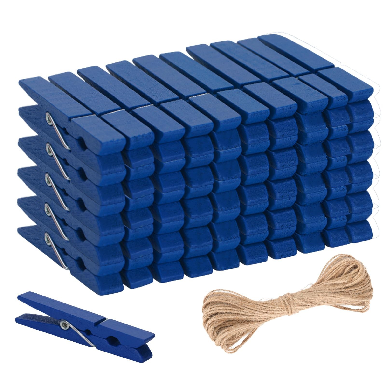 KINGLAKE Blue Clothes Pins Wooden - 2.9'' 2.9 Inch, Dark