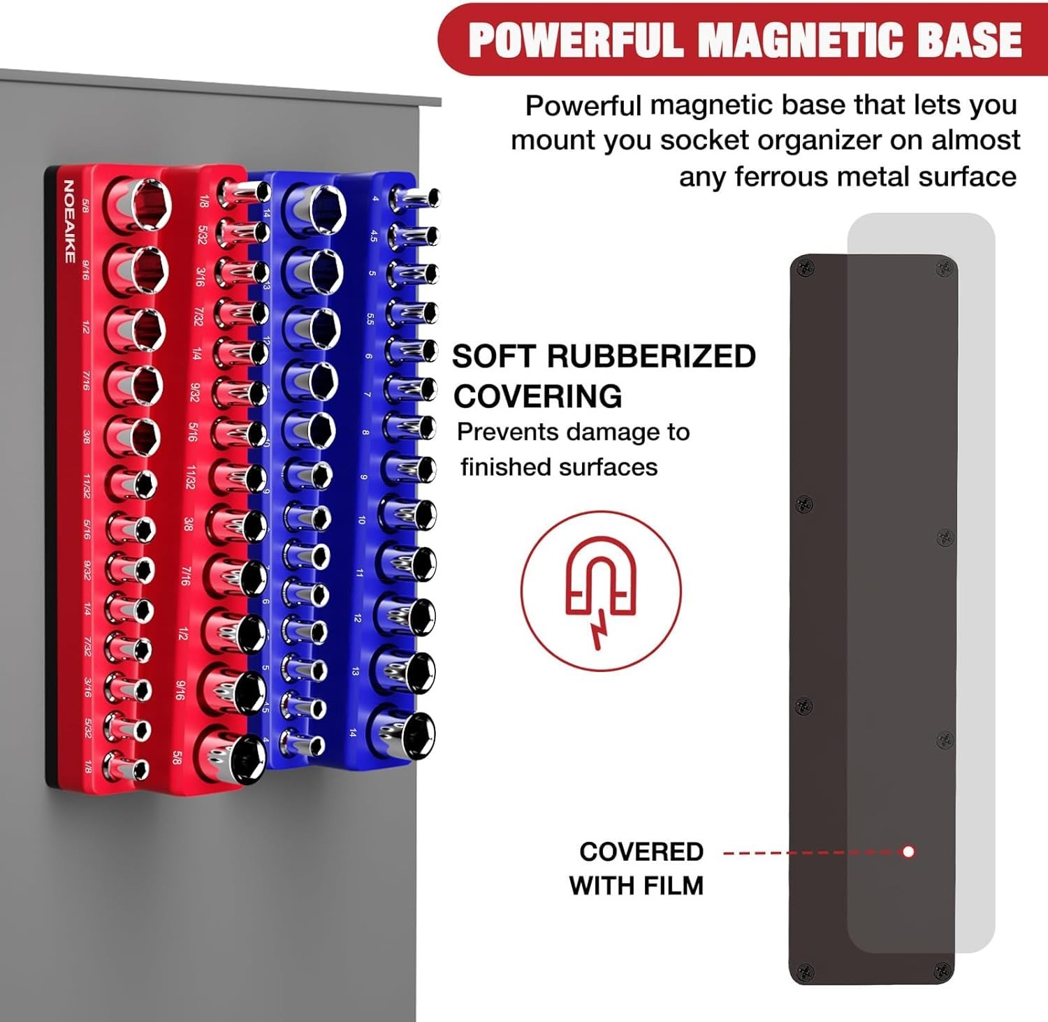 2-Pack Magnetic Socket Organizer for 1/4" Drive - SAE & Metric